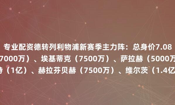 专业配资德转列利物浦新赛季主力阵：总身价7.08亿欧元前锋：加克波（7000万）、埃基蒂克（7500万）、萨拉赫（5000万）中场：麦卡利斯特（1亿）、赫拉芬贝赫（7500万）、维尔茨（1.4亿）后卫：科尔克兹（4500万）、范迪克（2300万）、科纳特（6000万）、弗林蓬（5000万）门将：阿利森（2000万）